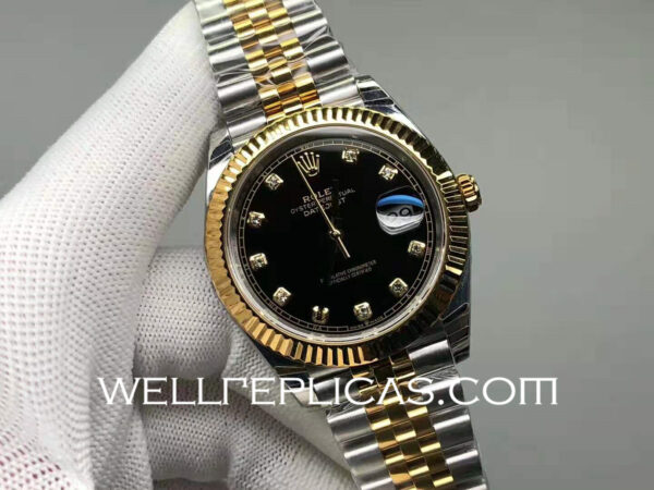 Rolex Datejust Man Gold-plated Black Dial Business Mechanical Casual Watch