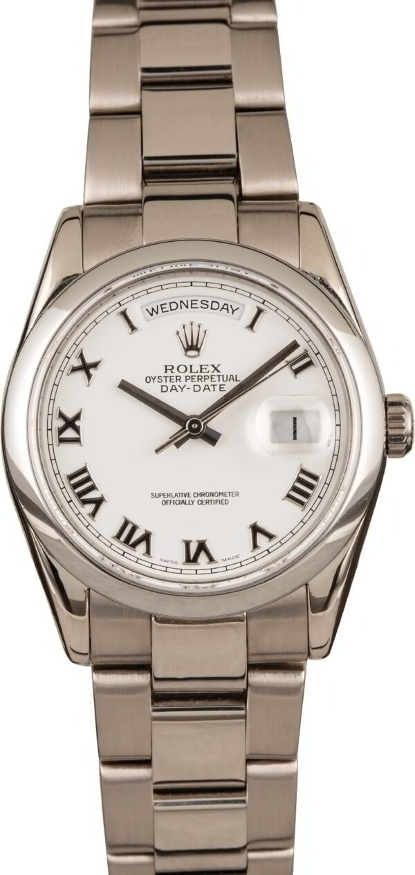 Imitation Rolex Rolex Day-date 118209 White Dial 18k White Gold
